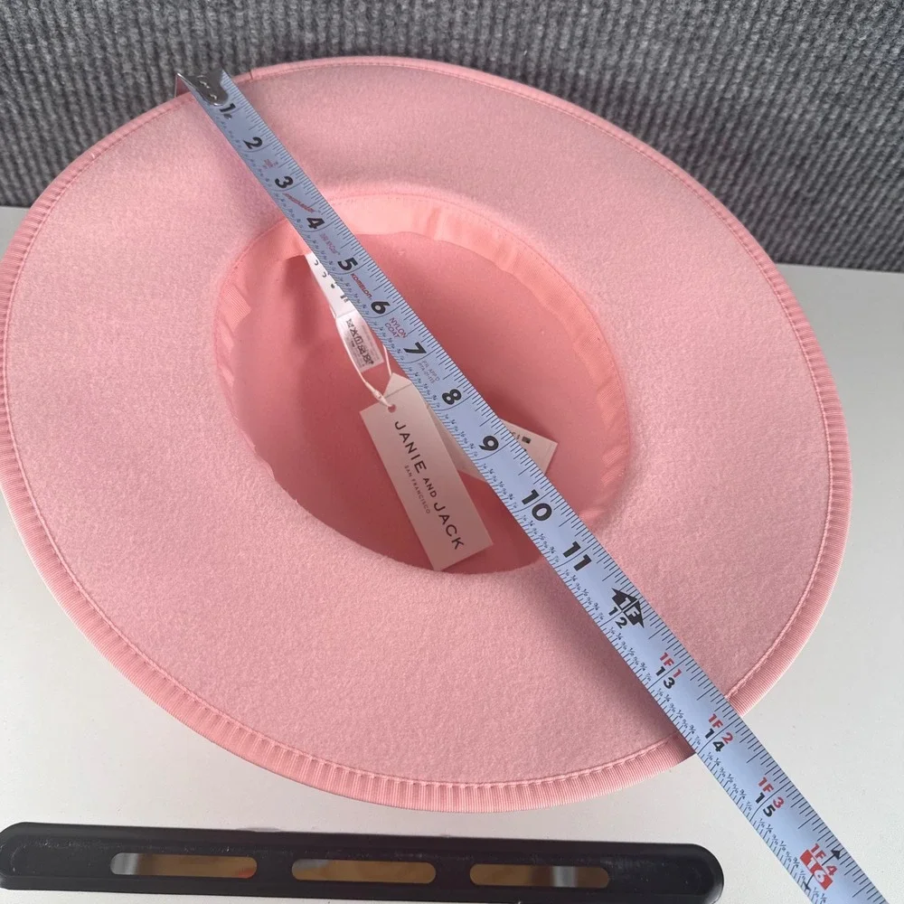 Janie and Jack Girls Pink Wool Felt Fedora Hat Floral Ribbon Size 6-8 NEW‎ B18Q